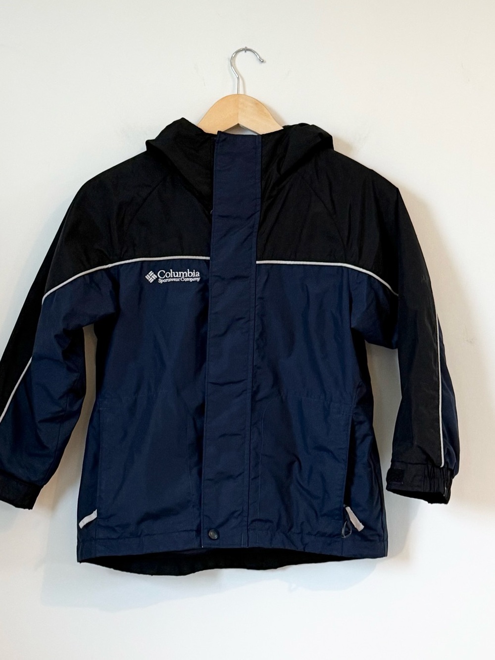 Columbia Youth Colorblock Hooded Jacket Navy Black size 8